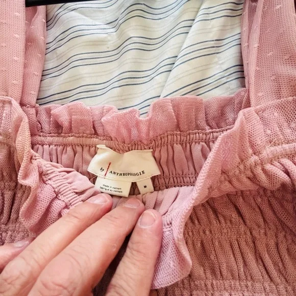 Anthropologie Pink Smocked Sleeveless Tank Top - Picture 5 of 6